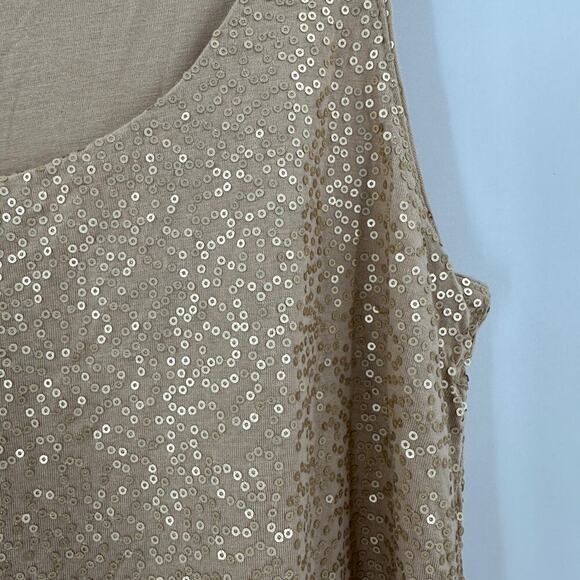Talbots Tan Scoop Neck Sleeveless Pullover Sequin Tank Top Women's Size Large - Picture 5 of 9